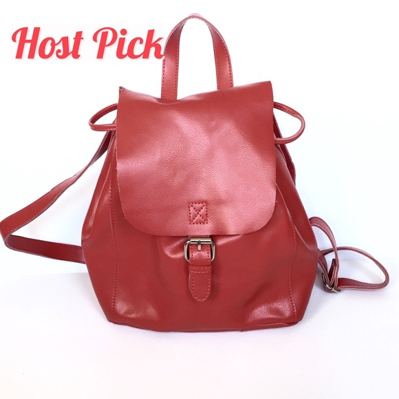 ? Handbags - Red Leather Backpack Purse